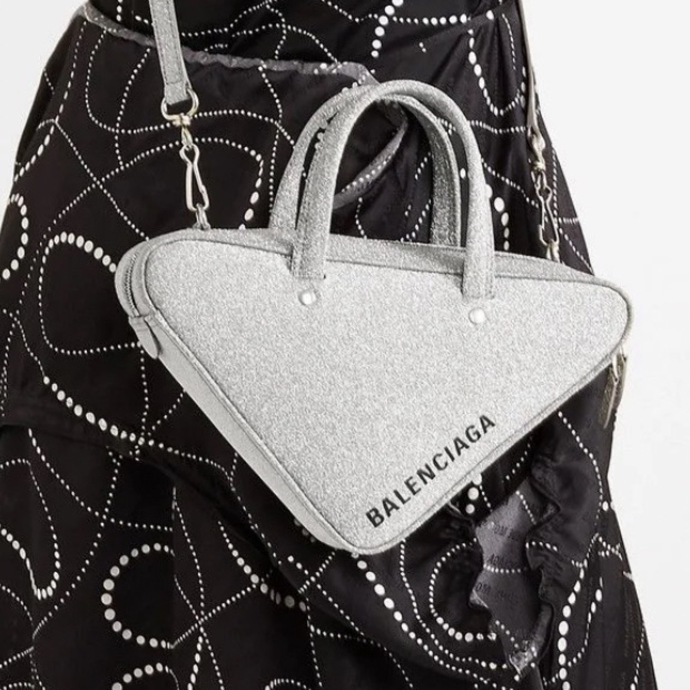 Balenciaga triangle duffle in glitter xs